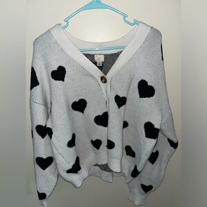 A New Day Black and White Heart Cardigan